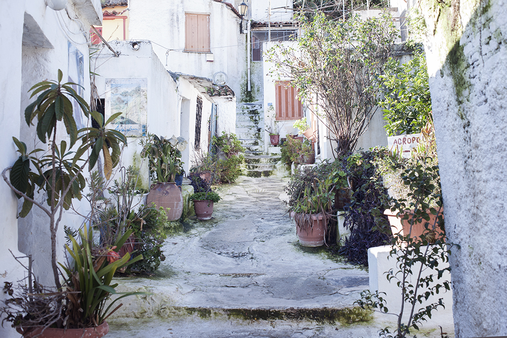 Anafiotika, a cycladic island in the center of Athens, under the Acropolis